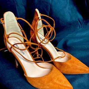 Size 9 Public Desire laced heel. Heels are approximately 4 inches tall.